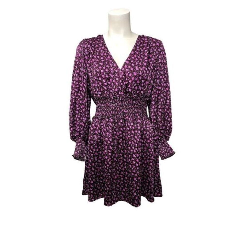 ‎Leyden Dress Large Surplice Purple Black Pink